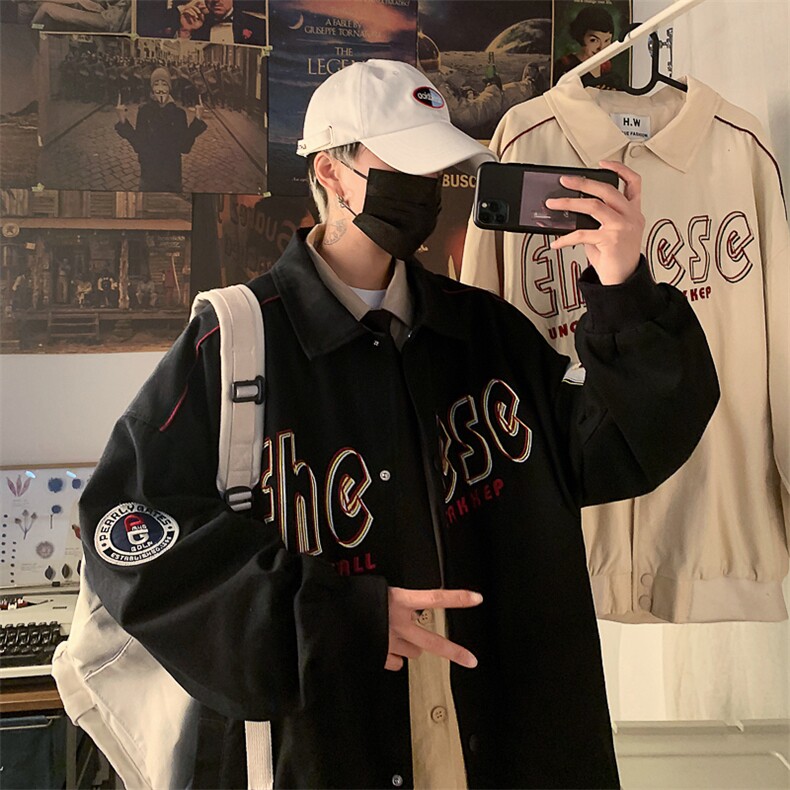 2024秋装新款男士夹克工装外套潮休闲刺绣上衣情侣A158=JK311-P98,男装夹克,电商A158-1