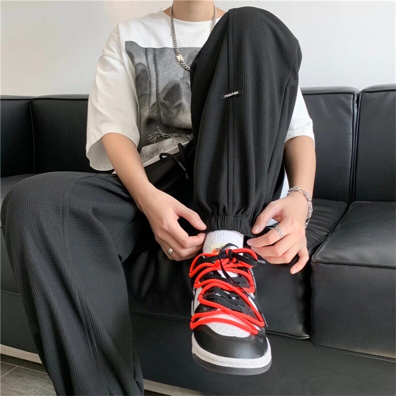 现货春季华夫格裤子男潮流痞帅运动卫裤宽松休闲长裤309B-4-P25，男装休闲裤，星座310B-2