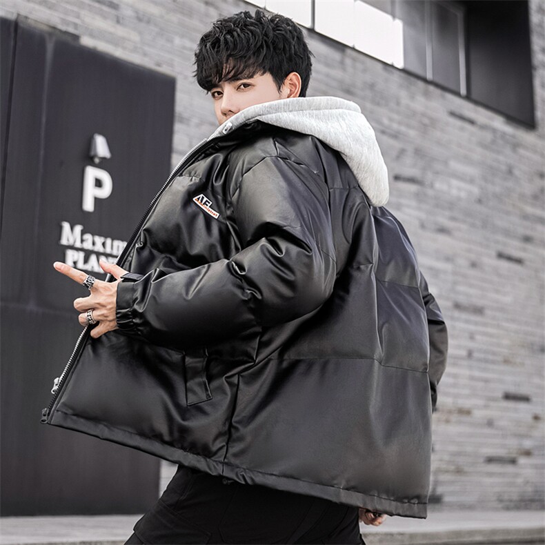 冬季皮棉衣男加厚假两件潮流休闲棉服胸章棉袄子A266-P02-P100,男装棉衣,电商A266