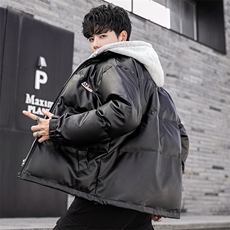 冬季皮棉衣男加厚假两件潮流休闲棉服胸章棉袄子A266-P02-P100，男装棉衣，电商A266
