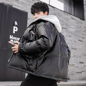 冬季皮棉衣男加厚假两件潮流休闲棉服胸章棉袄子A266-P02-P100图片