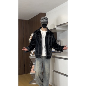 直播品质多结构皮衣美式潮牌假两件皮夹克X1213-DY2316-特P108图片
