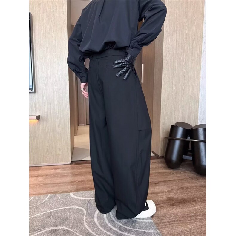 网络图复古阔腿西装裤男女2025秋新款高街设计感直筒垂感休闲裤,男装西服套装,星座410-6（原星座1304-1）