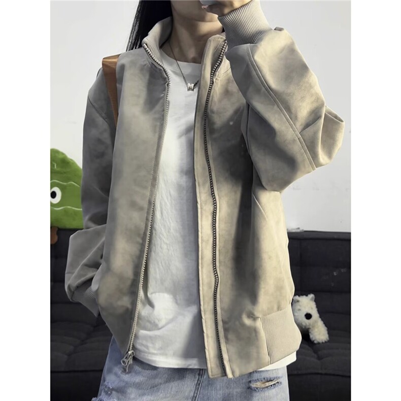 美式立领皮衣外套男女秋冬痞帅飞行员夹克设计感机车服LPU088-P70,男装夹克,星座1008