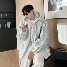 港风定制条纹羊羔毛面料棉衣男成分：聚酯纤维8712P138控178，男装棉衣，星座227-7