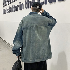 复古水洗牛仔外套男女春秋2024新款渐变色宽松盐系长袖上衣酷潮，男装工装外套，星座410-6（原星座1304-1）