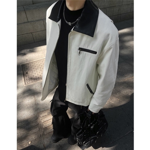 秋冬新款皮领水洗拉链外套JK929-P90控138图片