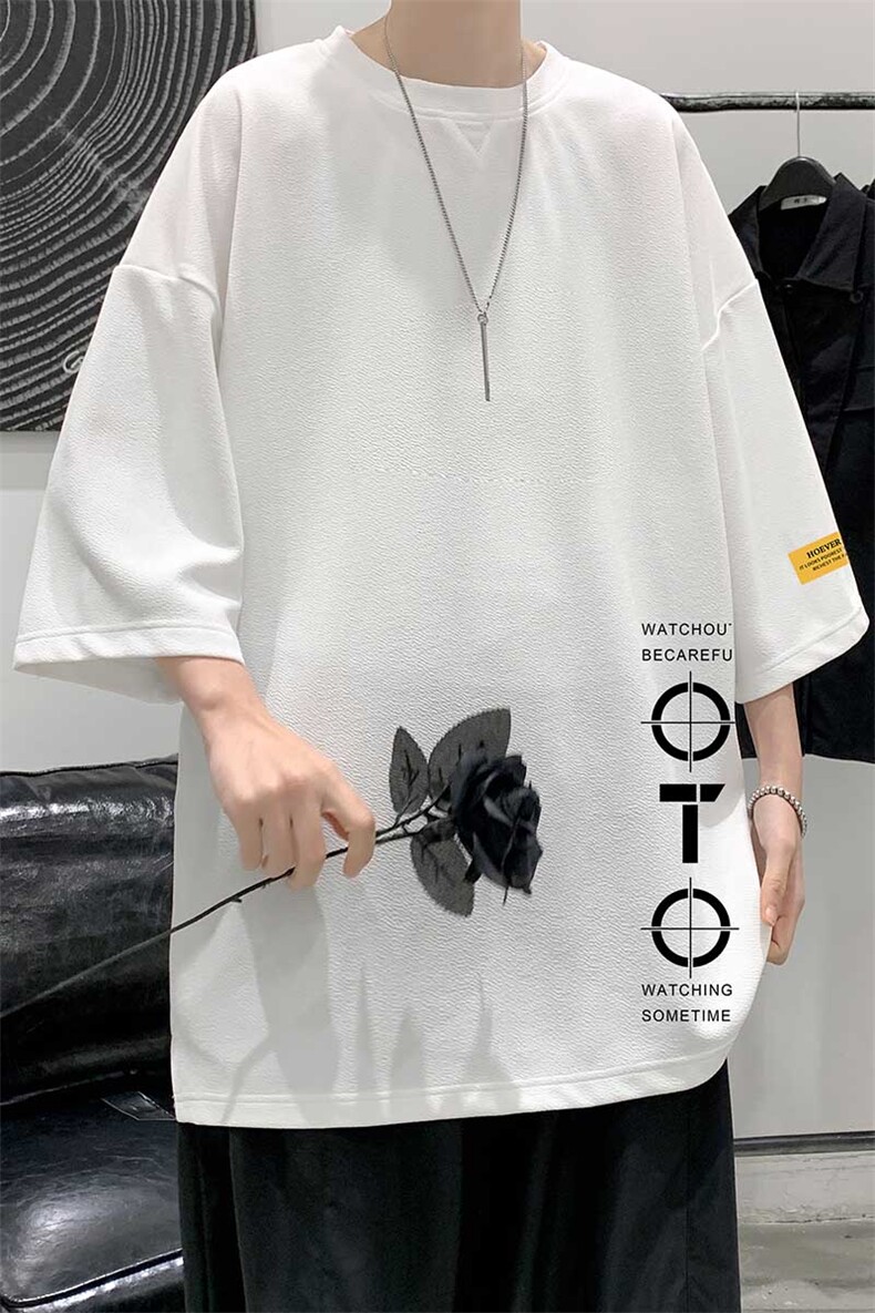 Q11114-P30春夏季七分袖t恤男大码五分袖男短袖中袖大皂风,男装T恤,电商A040