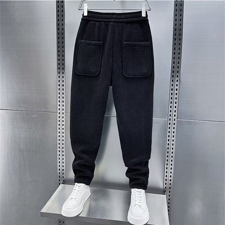 春秋新款拼色灯芯绒时尚百搭休闲裤男士宽松直脚条绒卫裤运动长裤,男装休闲裤,星座506A