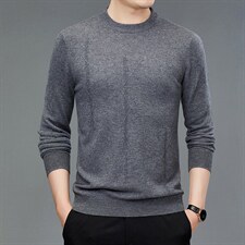 2023秋季新款商务休闲中年男士长袖纯羊毛纯色男士针织打底毛衣，男装针织衫/毛衣，电商B212（原钱塘6029）