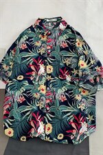 2021夏季新日系大码男港风沙滩情侣休闲短袖印花衬衫C3020-P35，男装衬衫，电商A001