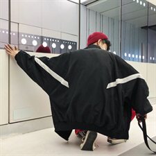 703-J秋季男式港风宽松夹克拼色休闲外套情侣，男装夹克，星座703