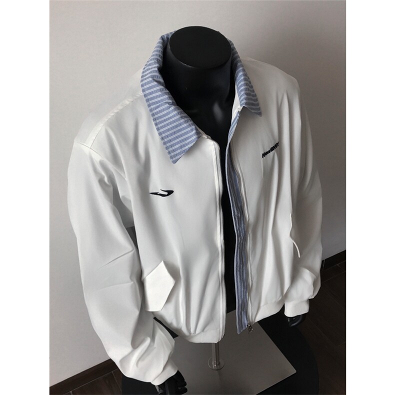 网图有货美式复古假两件翻领棒球服夹克外套男女A854-P55,男装夹克,星座1505