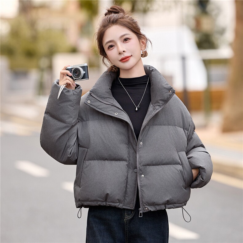 短款羽绒服女2025冬季新款小个子宽松立领白鸭羽绒面包服外套,女装羽绒服,美沁
