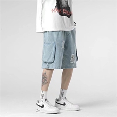 高街牛仔短裤男夏季五分裤H205P38，男装牛仔裤，星座1116-2