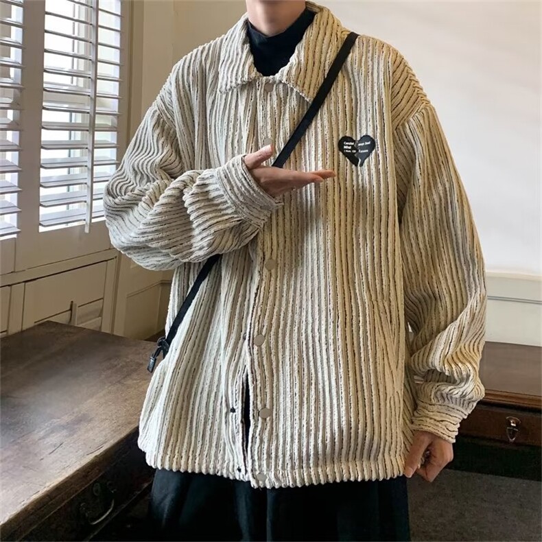 美式潮牌灯芯绒破碎爱心工装夹克bf高街情侣oversize外套W152P67,男装夹克,星座1116-2