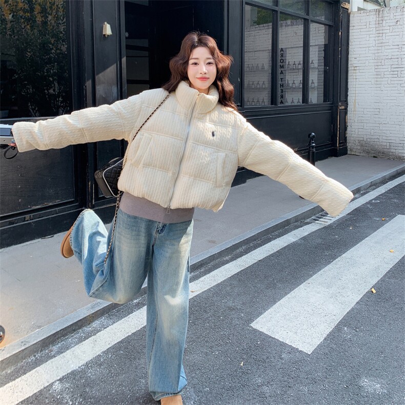 韩系chic黄色羽绒服女冬2025超火好看高级小众短款加厚面包服外套,女装羽绒服,2C271