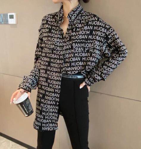 大版宽松印字衬衣，女装，OU XI NI 欧希倪