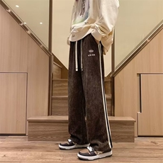 秋季宽松直筒灯芯绒裤子男情侣潮流休闲百搭K0774-40，男装休闲裤，星座308B-1