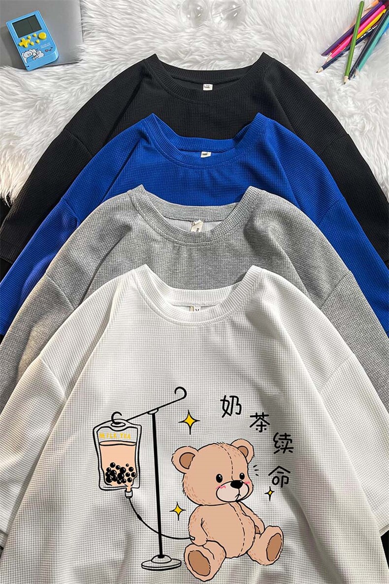 HT73194-P22华夫格t恤男短袖男大码五分袖毛毯,男装T恤,电商A040