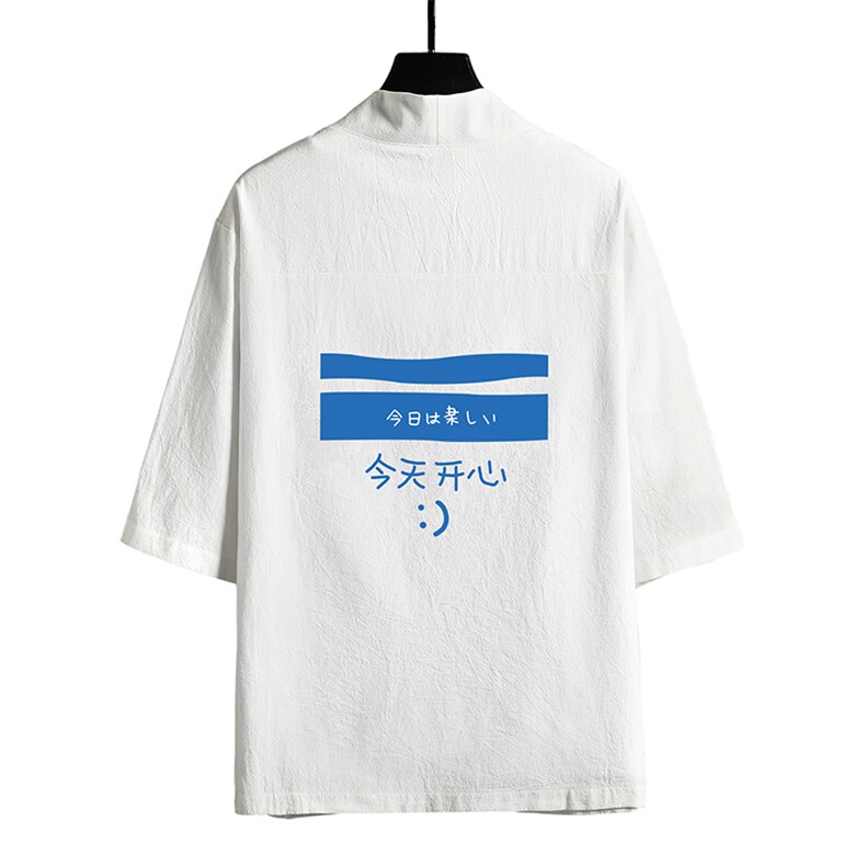 HF59033-P40风汉服男开衫外套七分袖道袍网格挂拍,男装民族服装,电商A040A