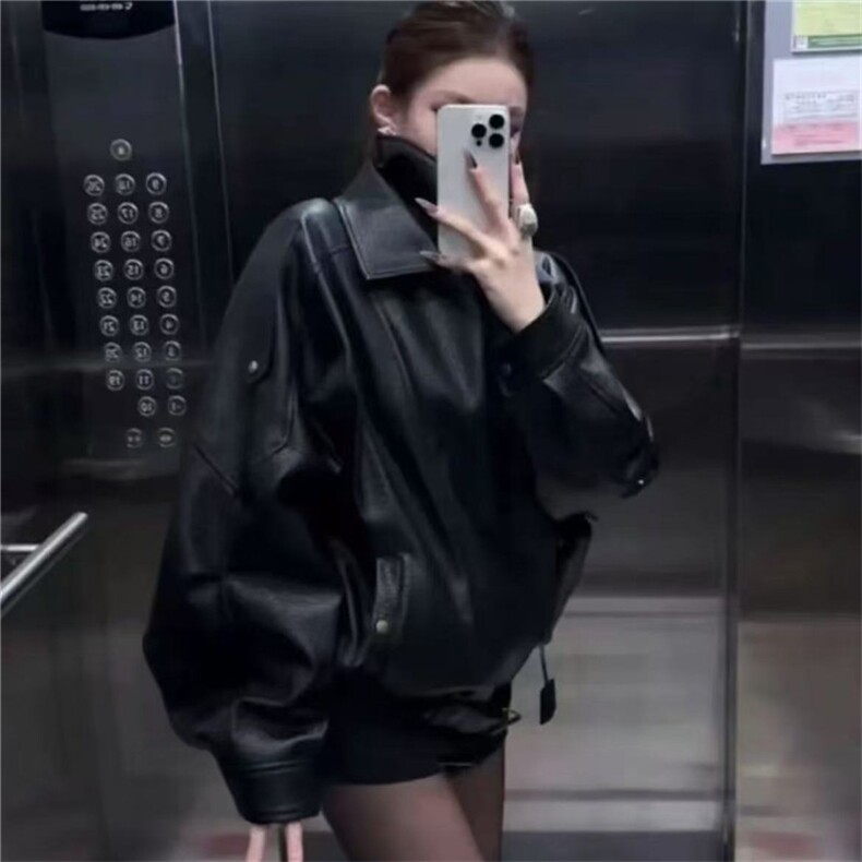 网图直播荔枝纹蛋白皮【伯明翰黑武士】外套JK501-P108,女装短外套,星座1213