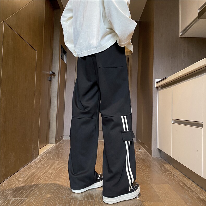 2025春季新款潮流条纹拼接宽松休闲卫裤B315-K25609-特p40控78,男装休闲裤,电商B315
