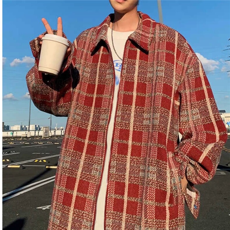 格子外套男2026春秋季新款美式复古潮牌百搭痞帅宽松休闲翻领,女装短外套,星座218-1（原230）
