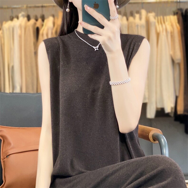 时尚优雅女士修身显瘦四平无袖连衣裙长裙简约大气百搭必备,女装连衣裙,东远绒业