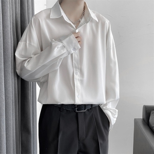 春夏季坠感纯色内搭长袖衬衫男 禁欲风外穿衬衣C633/P30图片