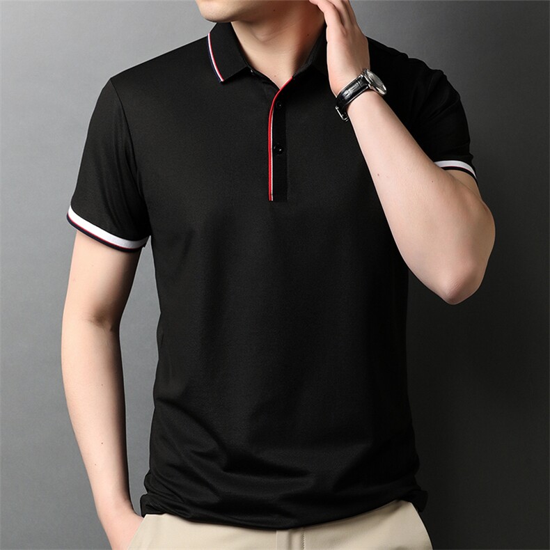 2024年夏季新款高端男士时尚POLO衫商务休闲短袖翻领带扣P59图片