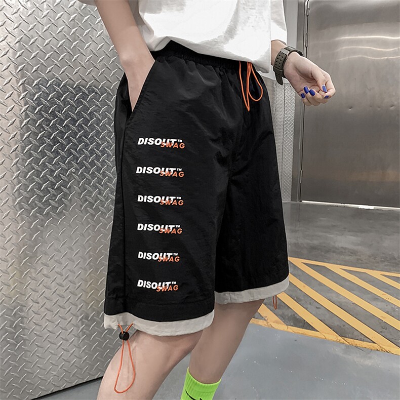 【】A003-HK7109-P40夏装新款时尚字母印花休闲短裤女模,男装休闲裤,电商A003