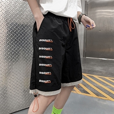 【】A003-HK7109-P40夏装新款时尚字母印花休闲短裤女模，男装休闲裤，电商A003