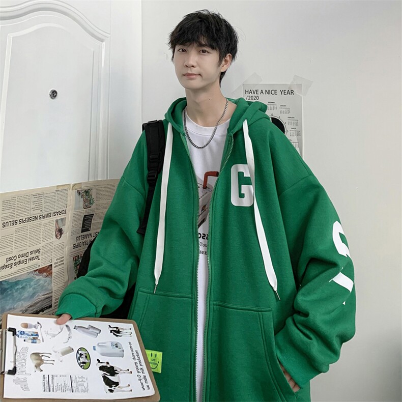 A2018-A18P75宽松潮港风卫衣春秋情侣外套连帽开衫加厚印字母卫衣,男装卫衣,星座1109-2