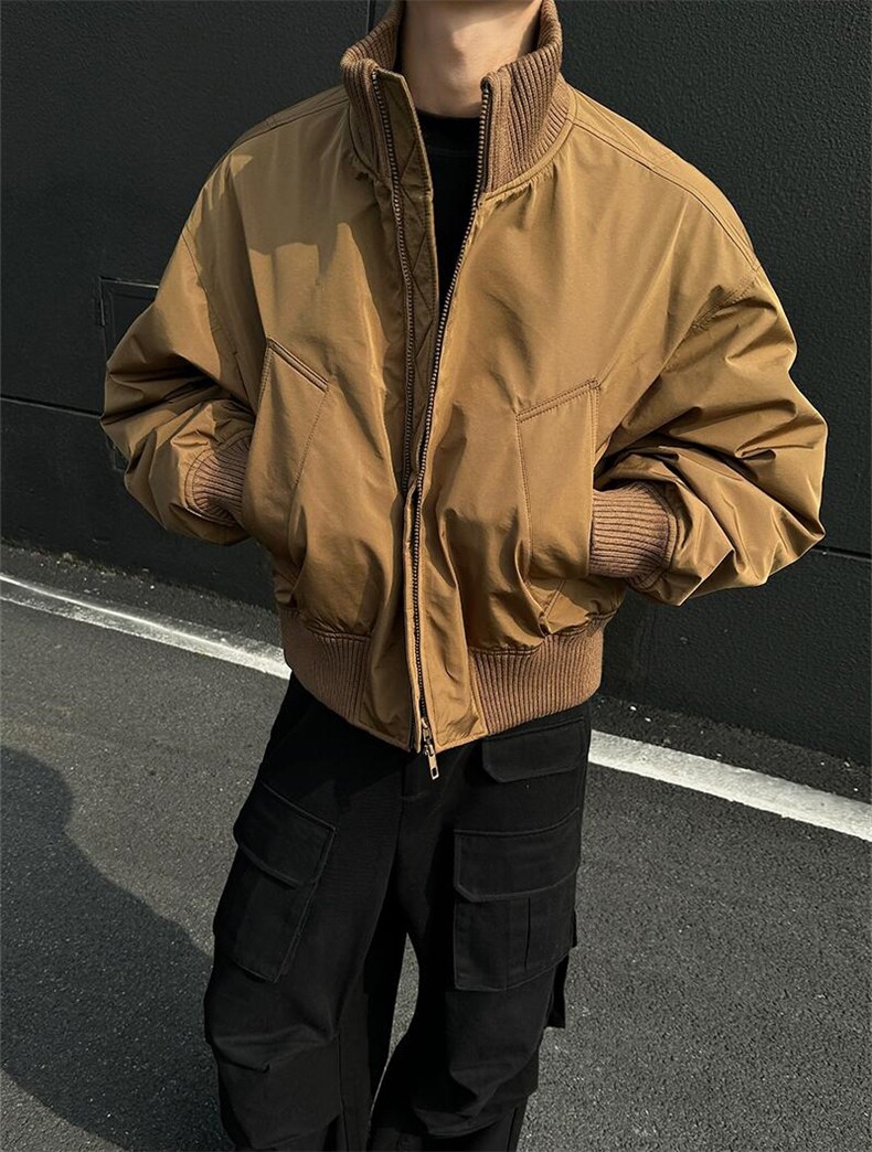 现货26春装美拉德立领飞行夹克纯色复古廓形高街棒球服外套,男装夹克,电商A486
