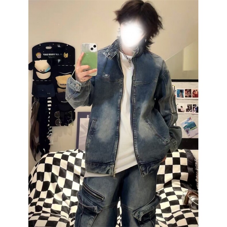 【有货】美式复古水洗做旧牛仔外套男春秋短款夹克W353WW-特P75,男装夹克,星座1007（原301D）