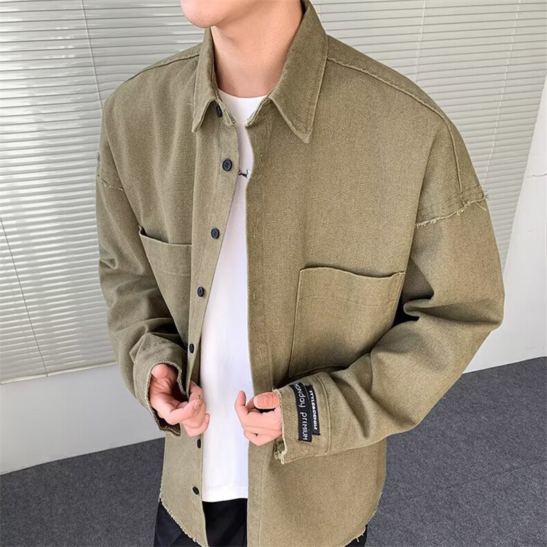 纯棉衬衫夹克外套翻领重磅简约休闲百搭潮外套XZ212-QJK1049-P65,男装夹克,星座212