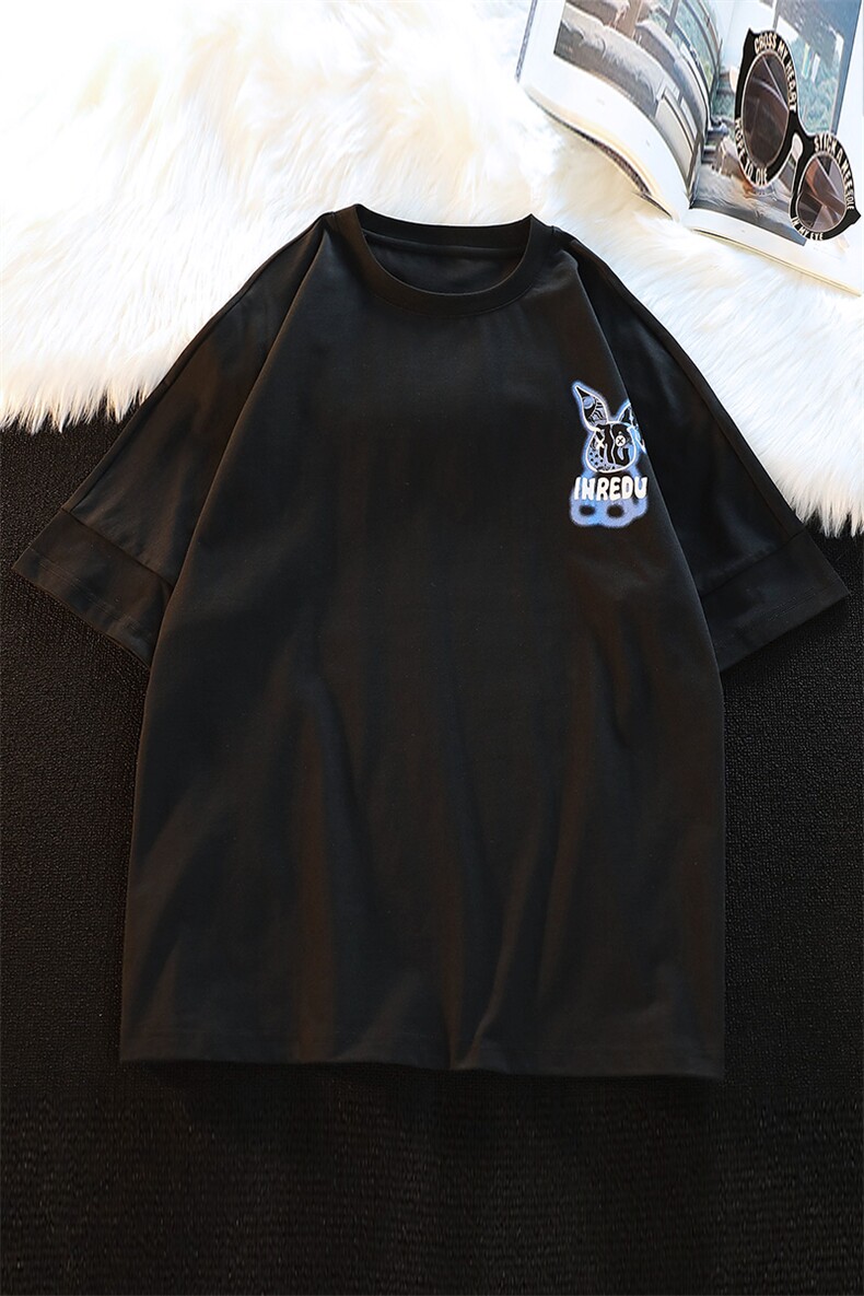 得物抖音40支双纱高品质宽松半袖纯棉印花短袖T恤男女T7182-P45,男装T恤,电商A441-1