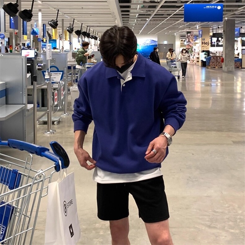 polo卫衣男痞帅高级感休闲百搭宽松翻领上衣春秋韩版时尚慵懒外套，女装短外套，星座506A