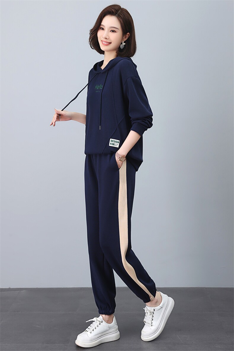 运动套装女春秋2024新款春装妈妈时尚洋气女士秋季宽松休闲两件套,女装套装/套裙,涵誉