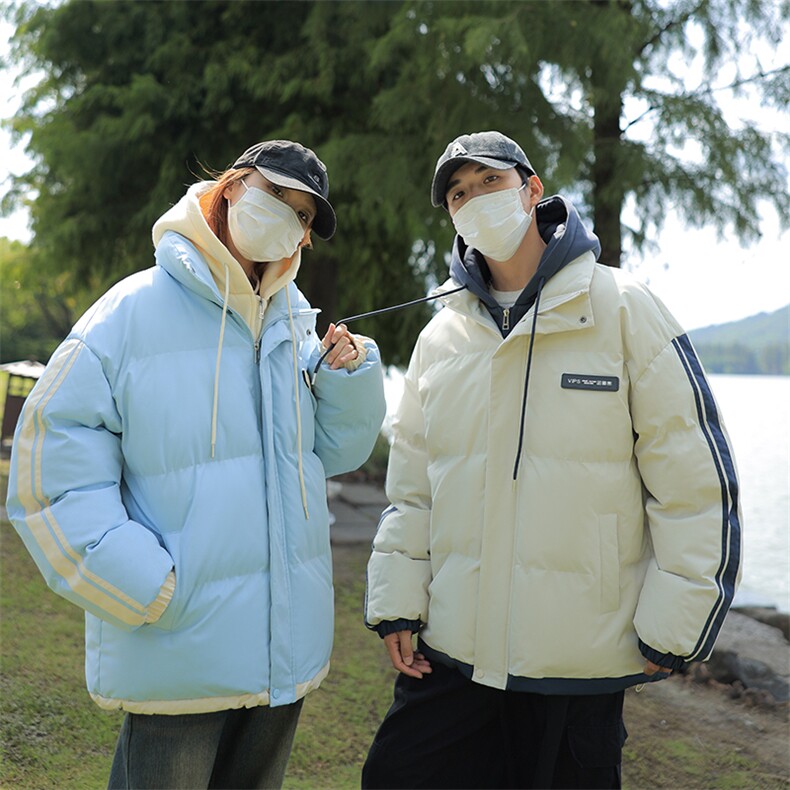 棉衣男冬新款男士青年保暖棉服情侣款假两件加厚连帽外套M082-P65,男装棉衣,星座1403A