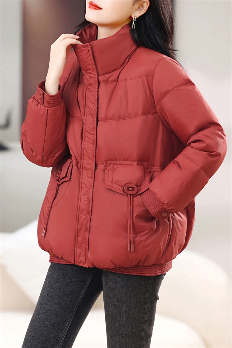 长期有货立领羽绒服短款2024冬季新款宽松加厚白鸭绒外套女,女装羽绒服,璐依舞