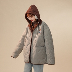 1中性风灯芯绒拼接假两件小熊连帽大码M-5XL棉衣女8713P135控168，男装棉衣，星座226-2
