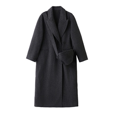 现货手工缝制冬保暖新款时尚可拆卸帽子双面呢大衣送腰带帽子，女装双面呢大衣，美静678