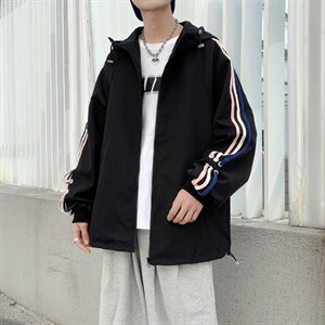春秋季休闲夹克痞帅连帽上衣设计感小众情侣装外套男 W3677-P60图片