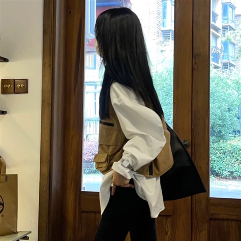 MJ1102p255限328潮牌大码宽松坎肩多口袋设计感工装马甲上衣,男装背心/马甲,电商A089-1