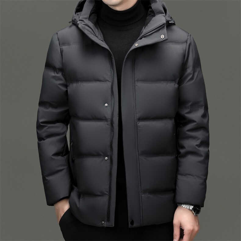 秋冬季白鸭绒羽绒服休闲男士短款加厚可脱卸帽时尚保暖男外套,男装羽绒服,钱塘6003（原4033）