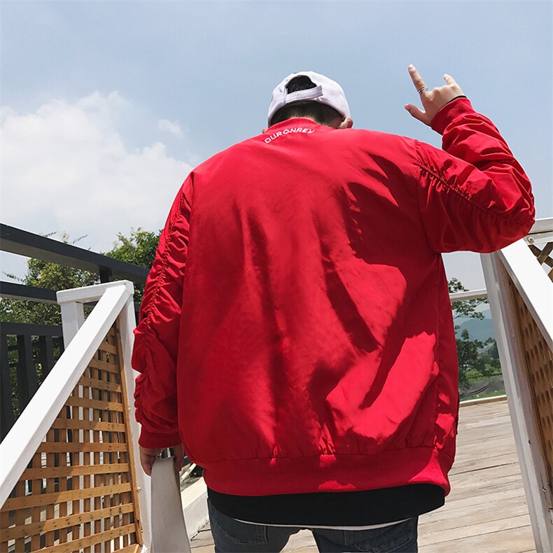 秋季男士港仔帅气抽褶袖飞行服春秋夹克外套织带703-JK130-P60图片