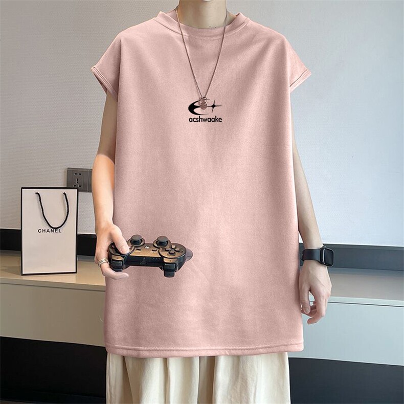 可设48小时发货支持抖音得物来样二开240克重磅美式麂皮绒背心t恤，男装背心/马甲，电商A486-1