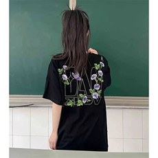 万针全刺绣工艺抖音得物高品质260克重磅纯棉双纱美式高街短袖T恤，男装T恤，电商A486
